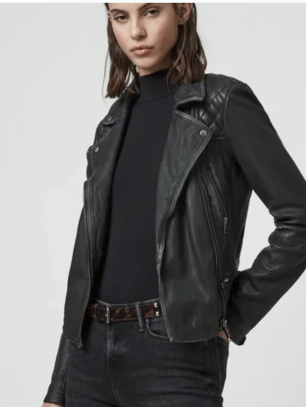 All Saints Cargo Leather Jacket size 0/XS